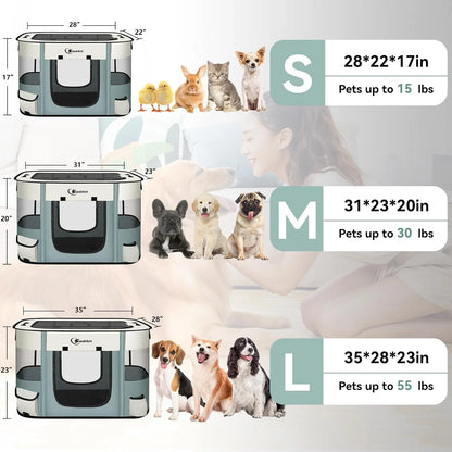 Dog Cat Playpen, Pet Puppy Portable Playpens for Outdoor Travel Crate, Indoor after Surgery Use, Foldable Dog Kennel Tent for Rabbit or Small Animals and Tent Stakes