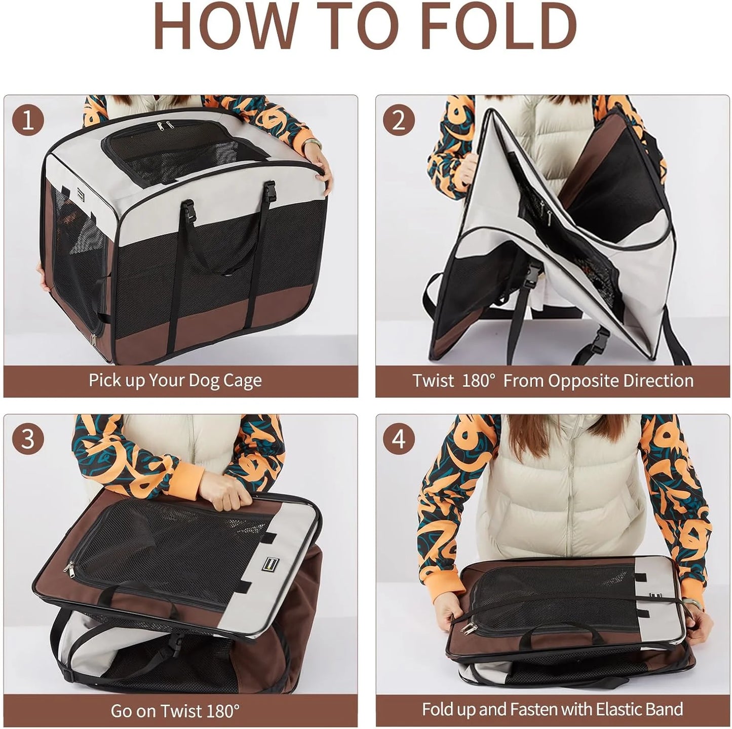 Dog Kennels and Crates for Medium Dogs, Portable Pop up Indoor Pet Cage with Sturdy Wire Frame, Collapsible Travel Crate Soft Sided Cat Bag Escape Proof