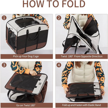 Dog Kennels and Crates for Medium Dogs, Portable Pop up Indoor Pet Cage with Sturdy Wire Frame, Collapsible Travel Crate Soft Sided Cat Bag Escape Proof