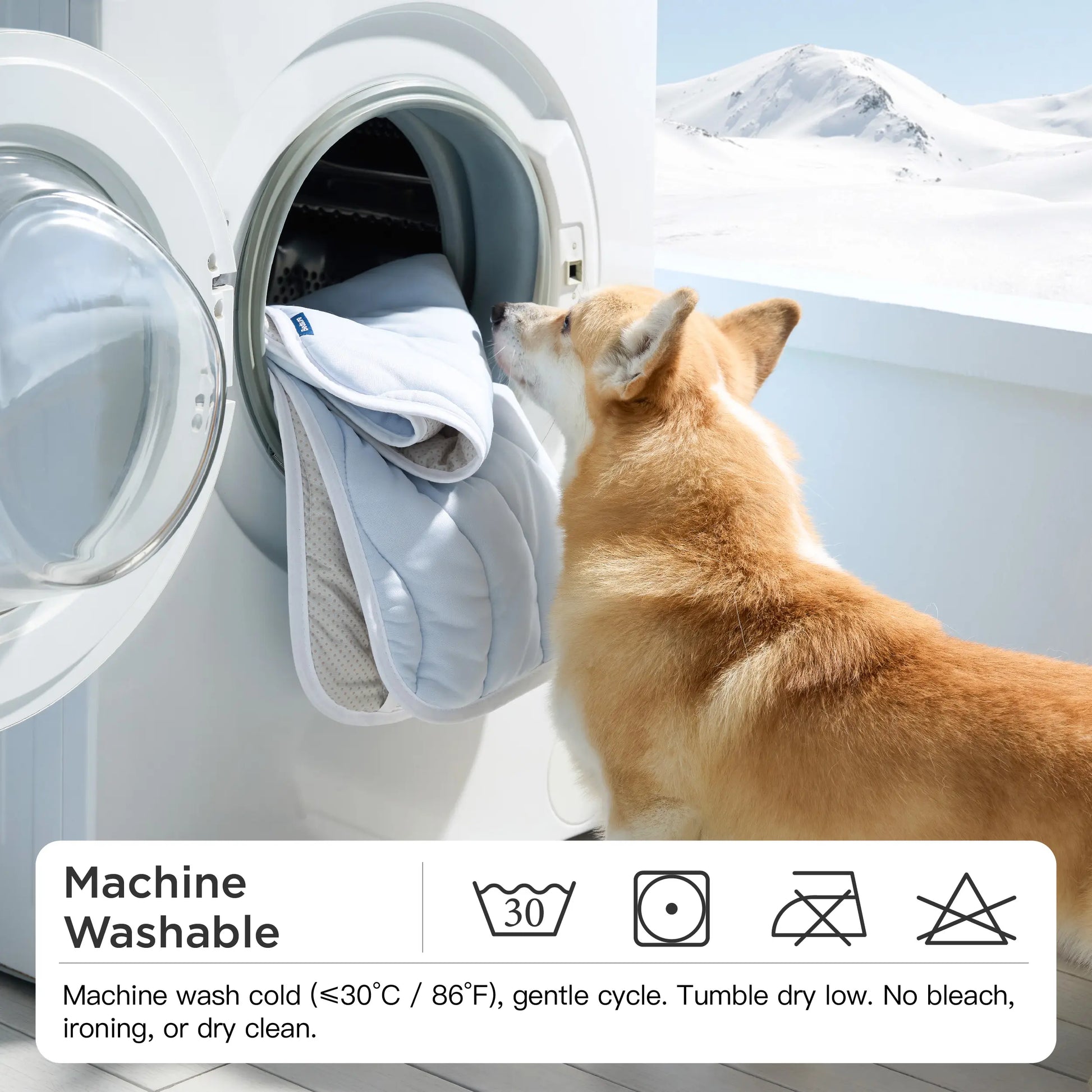 Bedsure Washable Cooling Mat for Dogs - Q-MAX>0.4 Non-Slip Summer Crate Bed for Large Dogs, Gel-Free and Electric-Free