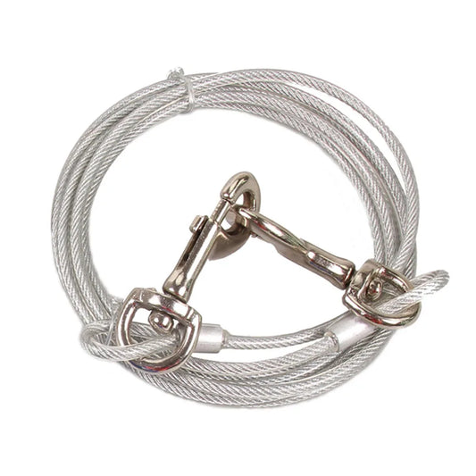Heavy-Duty Dog Tie Out Cable - Available in 3/5/10M Lengths, Steel Wire Leash with Durable Clips for Outdoor Use, Ideal for Large Dogs