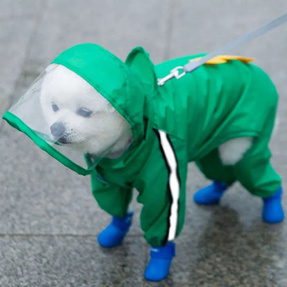 Bear-Shaped Waterproof Dog Raincoat with Full Body Coverage and Reflective Hood