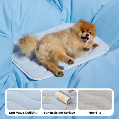 Bedsure Washable Cooling Mat for Dogs - Q-MAX>0.4 Non-Slip Summer Crate Bed for Large Dogs, Gel-Free and Electric-Free