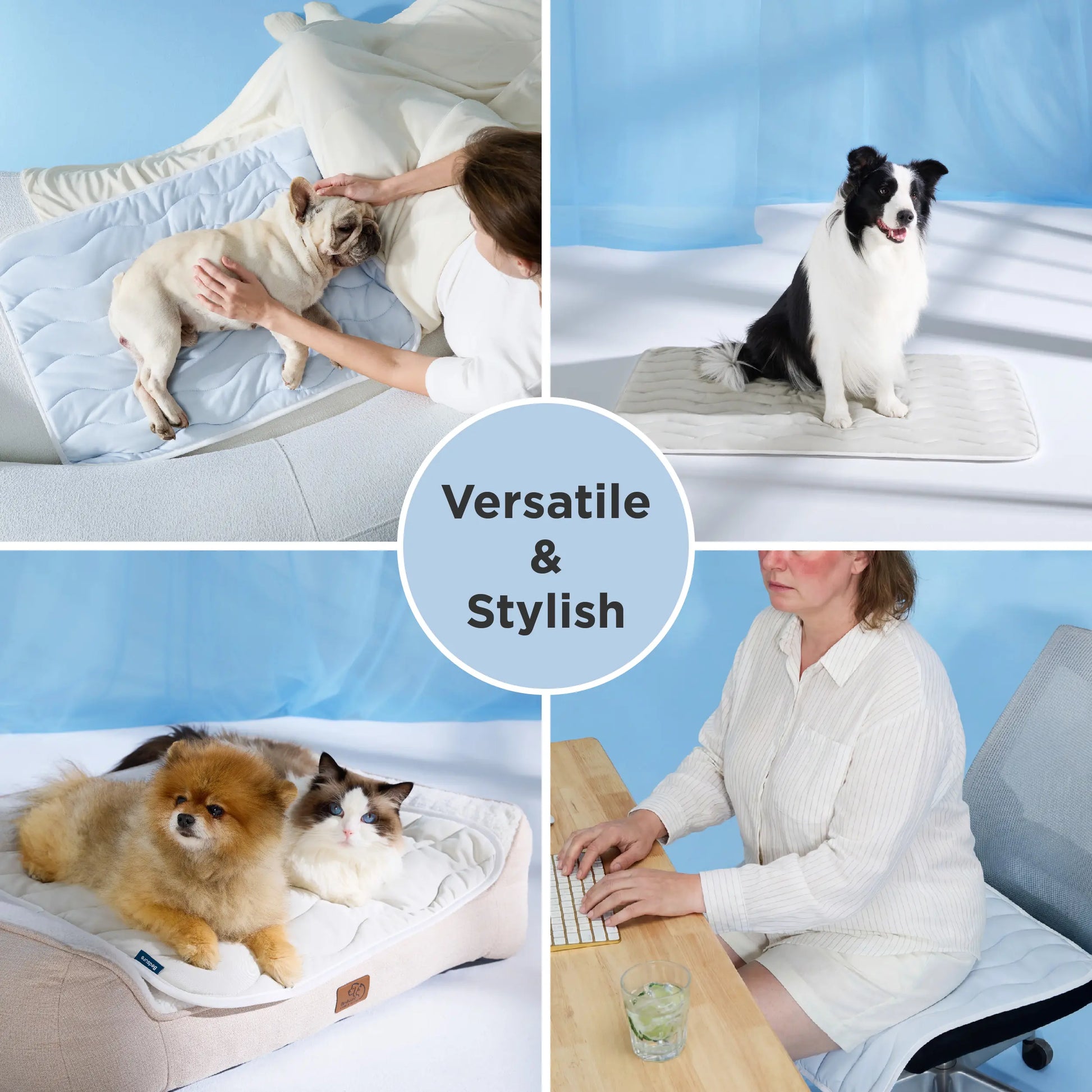 Bedsure Washable Cooling Mat for Dogs - Q-MAX>0.4 Non-Slip Summer Crate Bed for Large Dogs, Gel-Free and Electric-Free