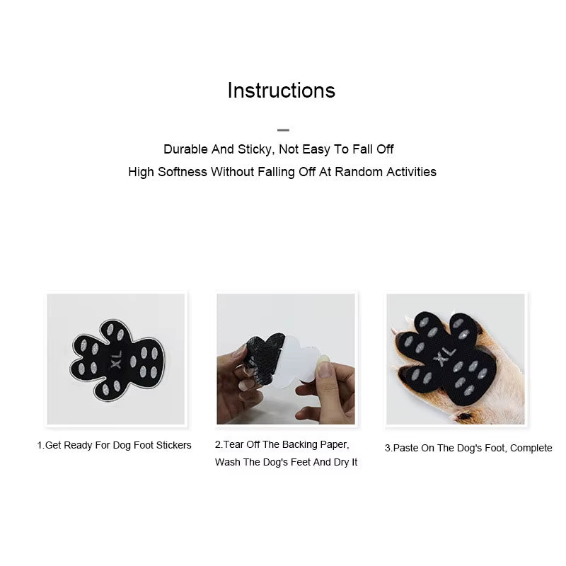 Black Anti-Slip Paw Protectors for Dogs - Disposable Self-Adhesive Replacement Booties and Socks
