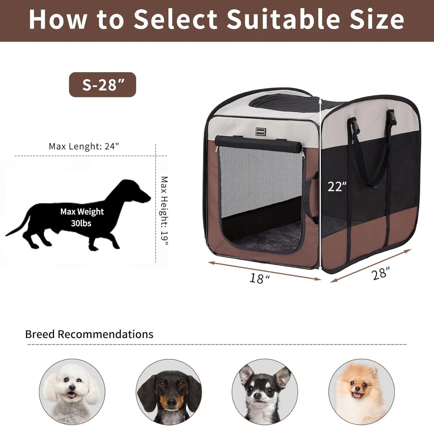 Dog Kennels and Crates for Medium Dogs, Portable Pop up Indoor Pet Cage with Sturdy Wire Frame, Collapsible Travel Crate Soft Sided Cat Bag Escape Proof