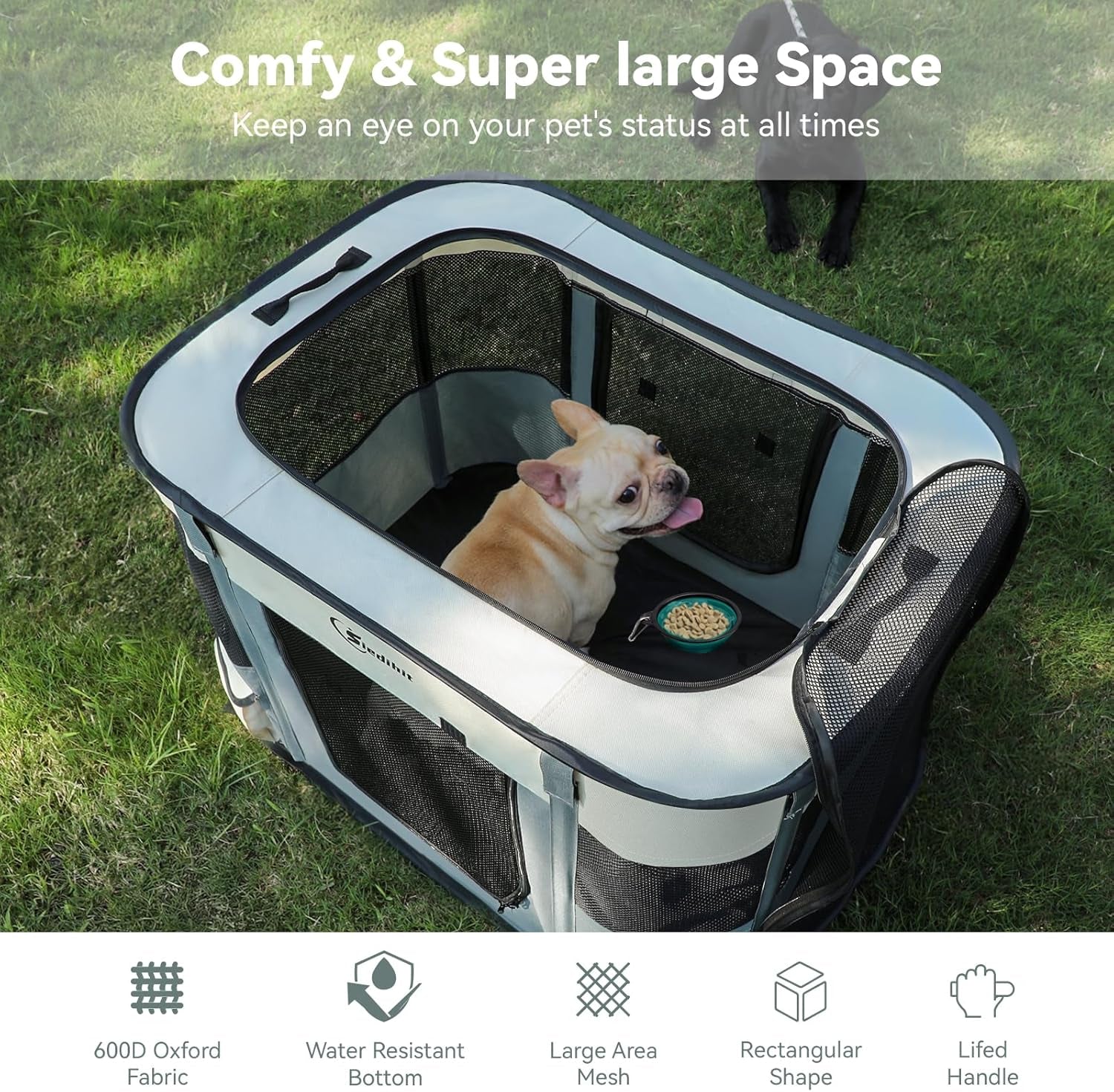 Dog Cat Playpen, Pet Puppy Portable Playpens for Outdoor Travel Crate, Indoor after Surgery Use, Foldable Dog Kennel Tent for Rabbit or Small Animals and Tent Stakes