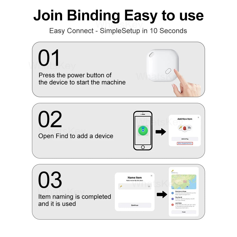 Apple Find My-Compatible Mini GPS Tracker for Children, Pets, and Vehicles - Bluetooth Smart Tag for iOS Devices
