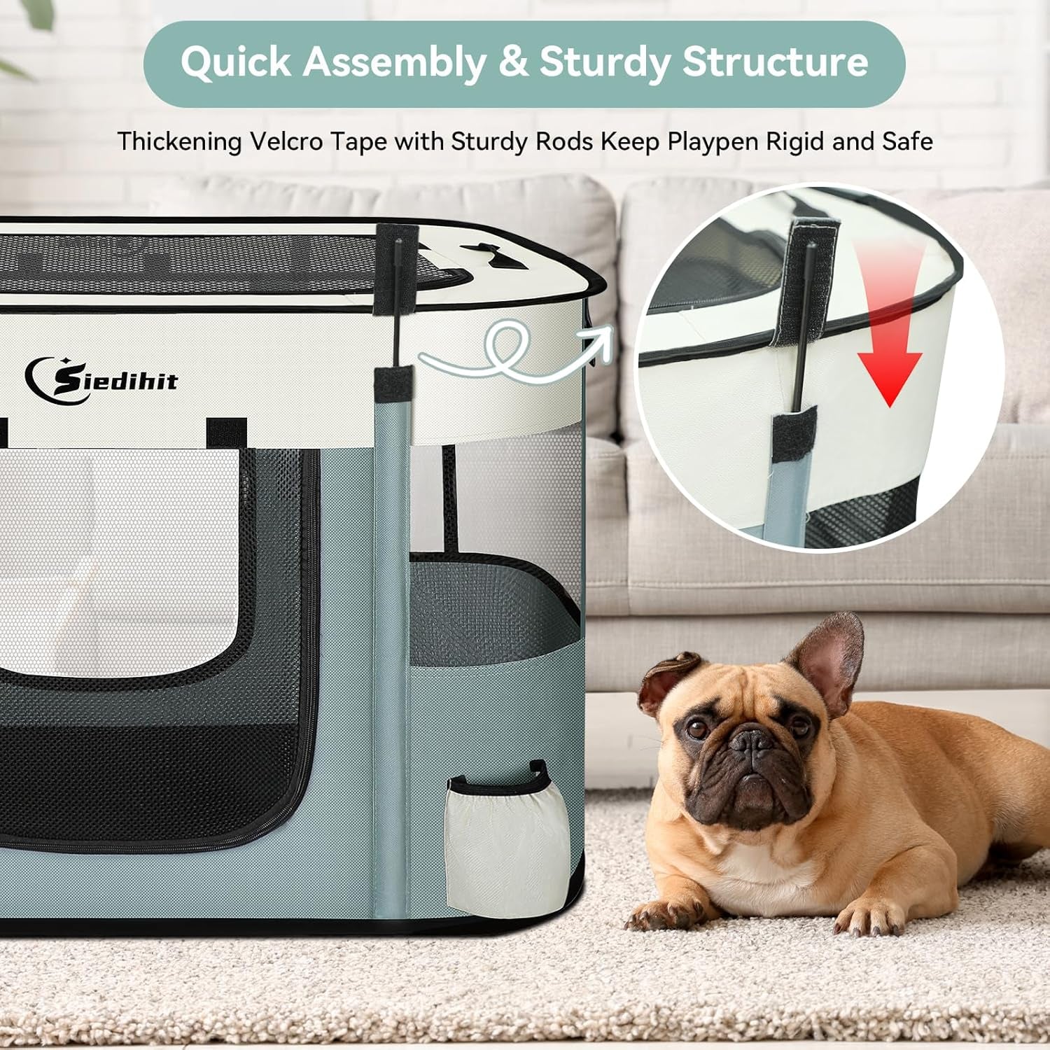 Dog Cat Playpen, Pet Puppy Portable Playpens for Outdoor Travel Crate, Indoor after Surgery Use, Foldable Dog Kennel Tent for Rabbit or Small Animals and Tent Stakes