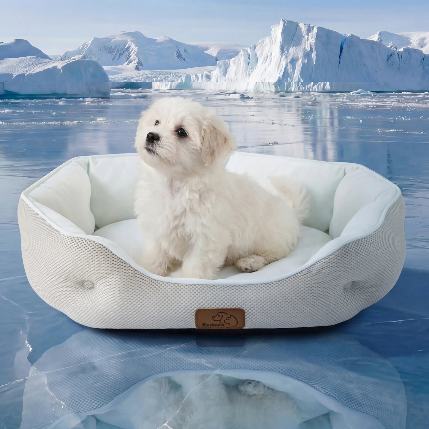 Bedsure Washable Cooling Mat for Dogs - Q-MAX>0.4 Non-Slip Summer Crate Bed for Large Dogs, Gel-Free and Electric-Free