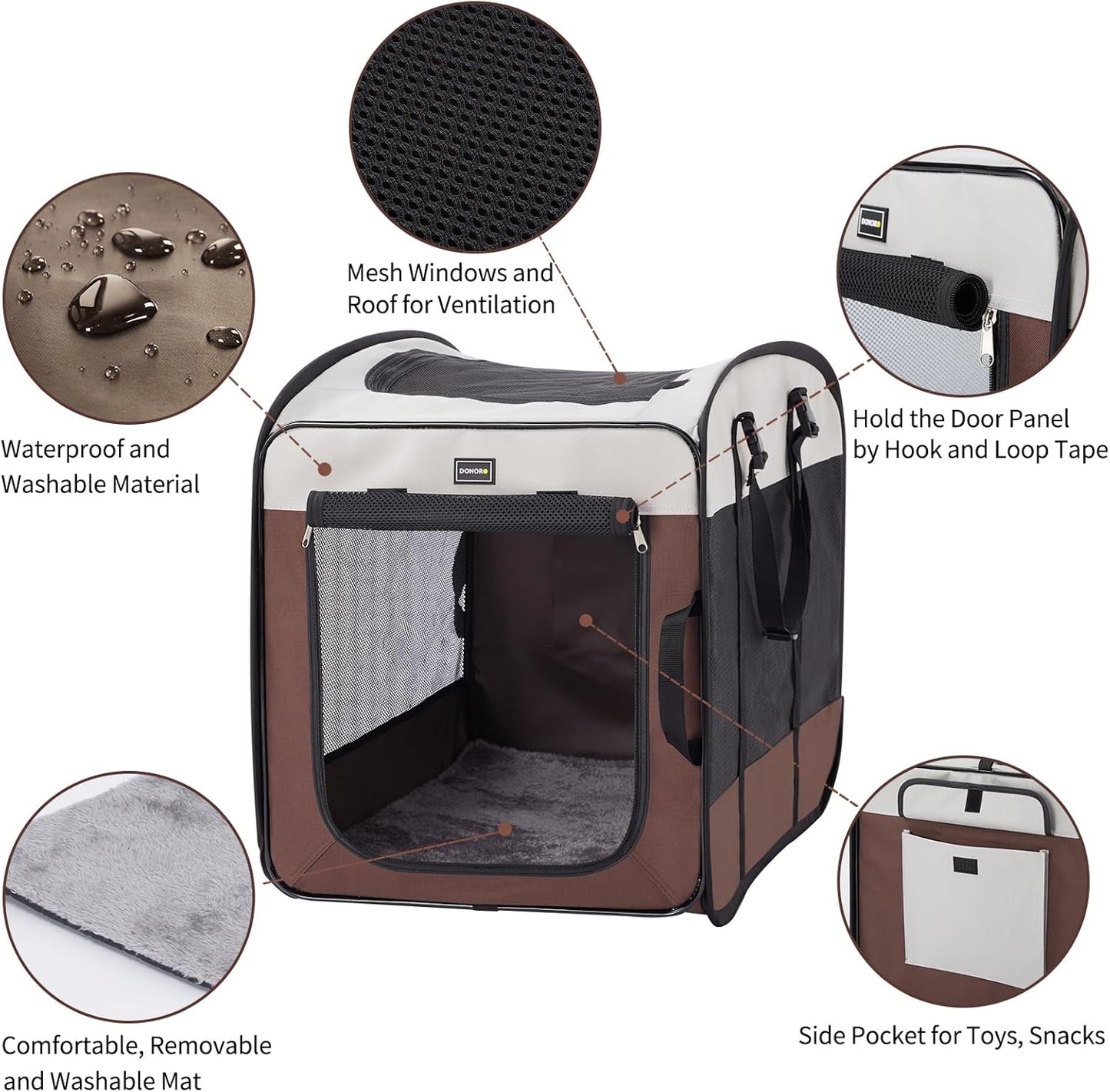 Dog Kennels and Crates for Medium Dogs, Portable Pop up Indoor Pet Cage with Sturdy Wire Frame, Collapsible Travel Crate Soft Sided Cat Bag Escape Proof